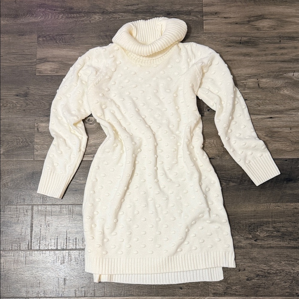 Eliza J Cream Turtleneck Midi Dress
